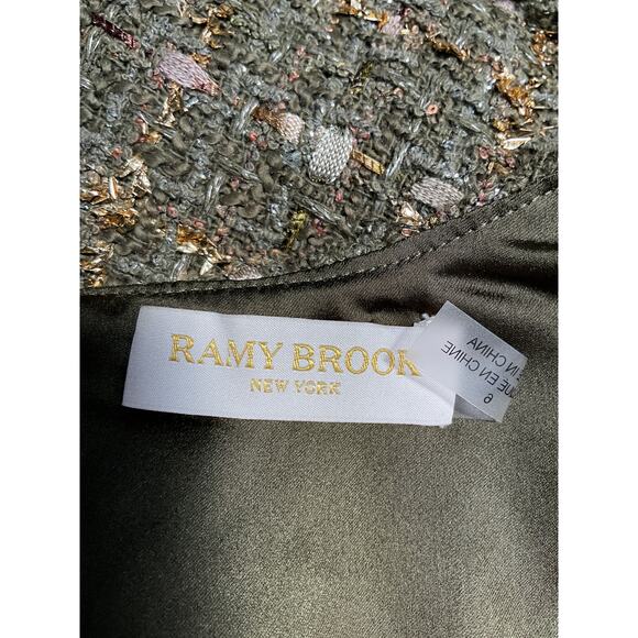 Ramy Brook 'Shane' Green Cotton Metallic Tweed Mini Dress Size 6 - Picture 4 of 5